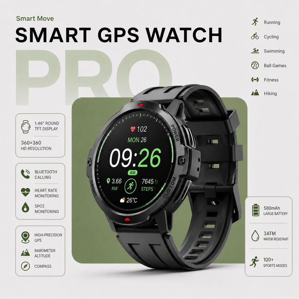 Smartwatch Timex Watches For Women - NOUVEAU Montre connectée GPS militaire 1,46