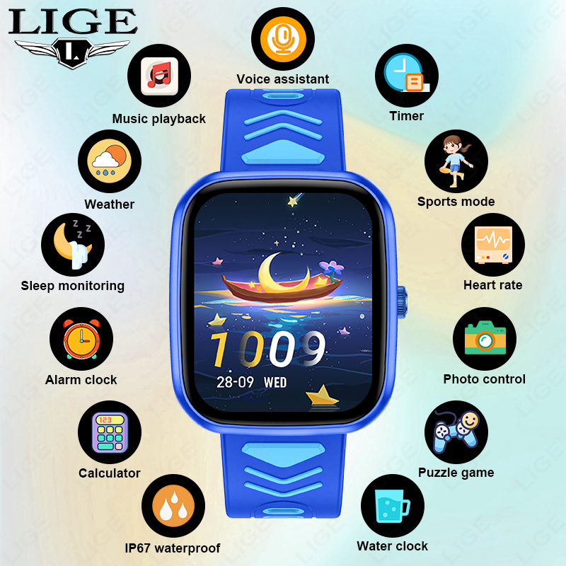 Smartwatch Watches Gift For Girls - Montre connectée pour enfants LIGE, étanche,